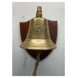 US Navy Brass Bell, on Wood Plaque, Bell is 8"h, Plaque is 12"h