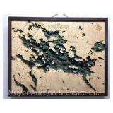 Lake Winnipesaukee New Hampshire Wood Topographical Lake Map, Framed, 25"x31"