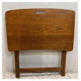 Oak Folding TV Table, 28"x17" Top