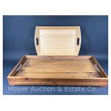 Large Wood Serving Tray, 36"x17" and Bamboo Serving Tray, 23"x15"