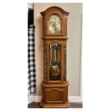 Oak Grandfather Clock with Curio Shelf Sides, Unknown Maker, Works, 25.5w x 87"h