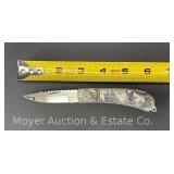 Sam McDowell "Humpback Sky Hopping" Scrimshaw Carved Pocket Knife, 2006