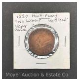 1830 Upper Canada Half-Penny "No Labour No Bread" Token