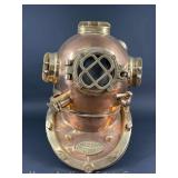 Decorative US Navy Copper and Brass Divers Helmet, 18"h