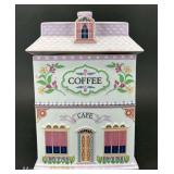 Lenox Village Coffee Canister, with Original Foam Packaging, 1990s, 8.5"h
