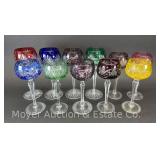 (11) Bohemian Style Crystal Hock Wine Glasses, 2 Sizes, 7.5"-8.5"h