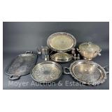 Group of Asst. Silver Plate Serving Pieces, Trays, Etc.