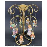 (12) Goebel Hummel Christmas Ornaments, with Ornament Tree