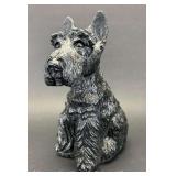 Black Cement Scotty Dog Statue, 11"h
