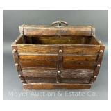 Decorative Chinese Wood Rice Bucket, 15.5"w