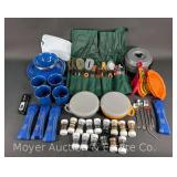 Group of Camping Cookware, Utensils, Plates, Mugs, Etc.