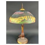 Reverse Painted Table Lamp, 24"h