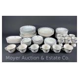 Large Group of US Naval China, Blue/White Anchor Pattern, Asst. Makers, 70 Pieces