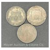 (3) Canadian One Penny Bank Tokens, (2)1842 and 1837