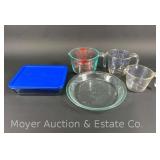 Pyrex Glass Measuring Cups, Pie Plate and Covered Storage Container