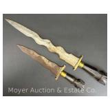 (2) Vet Bring Back Style Knives, One Marked Philippines, 14.5"-22" Long