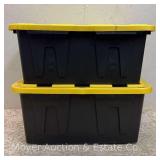 (2) Large HDX Totes with Lids, 30"x20"x14"