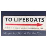 Reproduction Tin Lifeboat Sign, 8"x24"