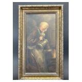 E. Frank 1915 Oil on Board Painting of Man, Framed, 20"x12"