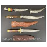 (3) Vet Bring Back Style Knives, 8"-11" Long