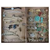 Group of Costume Jewelry Broaches, Earrings, Necklaces, Etc.
