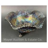 Large 'Luster Rose' Carnival Glass Bowl, 10'w