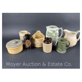 Group of Stoneware Mugs, Pitchers, Crocks, Etc., 3'-8.5'h
