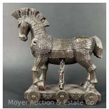 Trojan Horse Bronzed Resin Statue, Veronese Design, 10'h