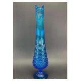 Blue Swung Glass Vase, 19'h