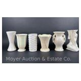 (6) White and Cream Vases, 8'-9.5'h