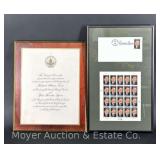 Richard Nixon Inauguration Invitation Plaque and Ronald Reagan First Day Cover (Framed)