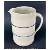 Stoneware Pitcher with 2 Stripes, 9.5'h