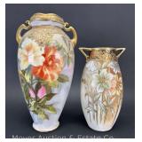 (2) Nippon Vases, 7.5'-10'h