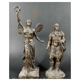 (2) Bronzed Resin Statues: Julius Caesar and Nike, 10'-12'h