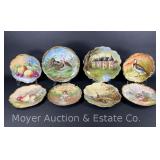 (8) Antique Hand-painted China Plates, Most Limoges, 10'-12.5'w