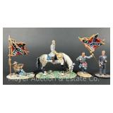 (4) Civil War Figures by Conte, Hand Painted Metal, 2.5'-4'h
