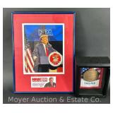 President Donald Trump Photograph, Ticket and America First Medallion, Framed
