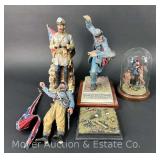 Group of Civil War Statues and Figural Liquor Bottle, See Photos for Condition 6'-13'h