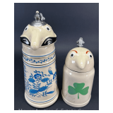 Schultz & Dooley Beer Steins Pair, 7' and 11'h