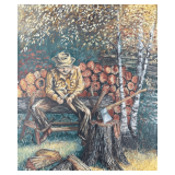 Ann Galecki Painting 'Widdler', on Board, Unframed 20'x16'