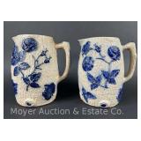 Pair of Stoneware Pitchers with Cobalt Decoration, 8'h