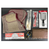 Hunting Vest, Boat Trailer Cable, Thickness Feeler Gauges, Fish Spear Head, Etc.