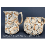 Matching Spongeware Pitcher and Bean Pot, 5.5'-7'h
