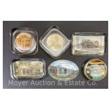 (6) Vintage Souvenir Paperweights, 3'-4.25'w