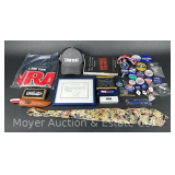 Group of NRA and Political Collectibles, Asst. Political Campaign Pins, NRA Knives, Etc.