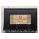 Confederate States of America Two Dollar Bill, Framed, 7.5'x11.5' Overall