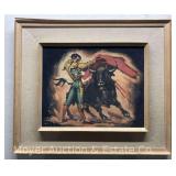 Oil on Canvas of Matador and Bull, Artist Signed, Framed 18'x21' Overall