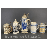 (5) Beer Steins, 6.5'-13'h