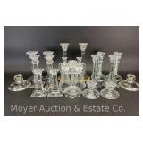 (9) Pairs of Glass Candlesticks, 3'-9.5'h