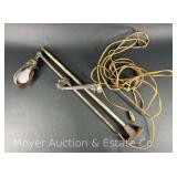 Antique Industrial Swing Arm Work Bench Light, 36'h as Photographed